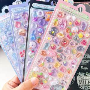 Children's sticker girl 3D three -dimensional relief sticker gemstone crystal sticker cute sticker toy mobile phone decoration small pattern