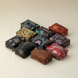 Chinese-Style Tissue Box, Light Luxury Tissue Box, Fabric Zen-Style Tea Table Tissue Holder, Living Room Household Tissue Bag