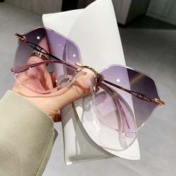 2025 New Style Rimless Square Round Frame Sunglasses for Women, Trendy Uv Protection, Slimming Effect for Large Faces, Round Face Glasses, Sunglasses for Women, Summer
