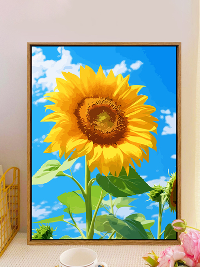 KunstLoft Tableau peinture moderne | 100% PEINT À LA MAIN | 90x60cm | Peinture sur toile 'Extravaganza of Feelings' | Fleurs | Bleu Jaune | Deco murale salon