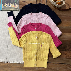 
Children's Sweaters Girls' Autumn and Winter Knitted Sweaters 2026 New Boys' Embroidered Cable Cardigans Western-style Tops and Jackets