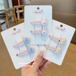 Cartoon Rabbit Children's Hair Clip, Cute Bear Bangs Side Clip, Sweet Floral Hair Clip for Girls, Korean Style Bb Clip