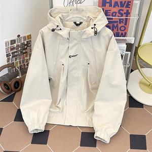 
Men's Spring and Autumn New American Hooded Loose Functional Work Clothes Outdoor Couple Trendy Jacket Cotton Jacket
