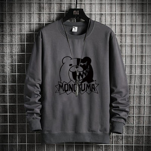 Fat guy loose sweater men's spring and autumn plus fertilizer, increased code round neck printing cotton long -sleeved T -shirt sports bottoming shirt