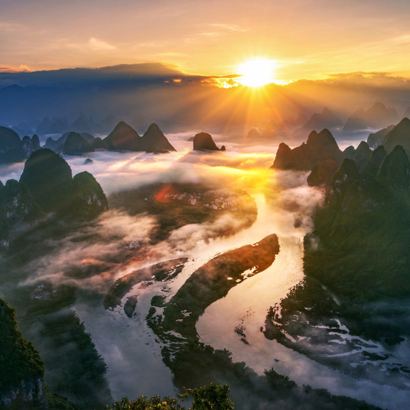 【含高铁票机票住希尔顿】桂林旅游4天3晚纯玩跟团游四日游龙脊