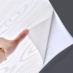 Thickened Wood Grain Cabinet Sticker Cabinet Door Color Change Film Wardrobe Desktop Wallpaper Self-adhesive White Furniture Renovation