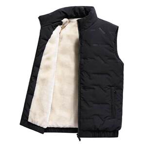
Large size cotton stand collar vest men's solid color velvet warm jacket sleeveless down cotton outer vest vest vest