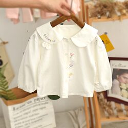 Children's autumn pure cotton shirt lapel shirt