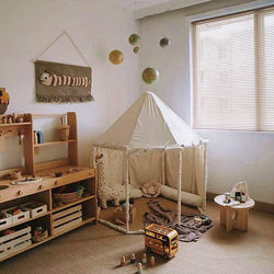 Cross-Border ins Nordic Style Children's Octagonal Yurt Canvas Baby Boys and Girls Indoor Play Toy House Tent