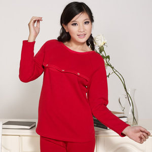 
Tang Mian winter, autumn and winter flat velvet thickened maternity suit breastfeeding large size confinement breastfeeding clothes cotton home clothing set