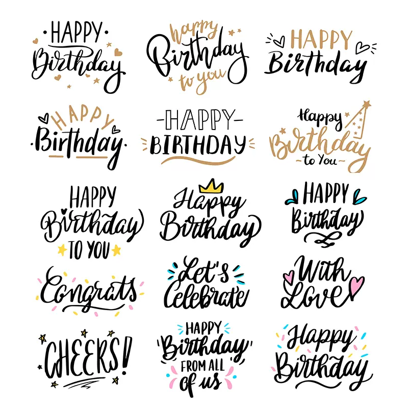 Happy Birthday生日快乐logo艺术英文字宝宝宴生日海报ai设计素材 Taobao