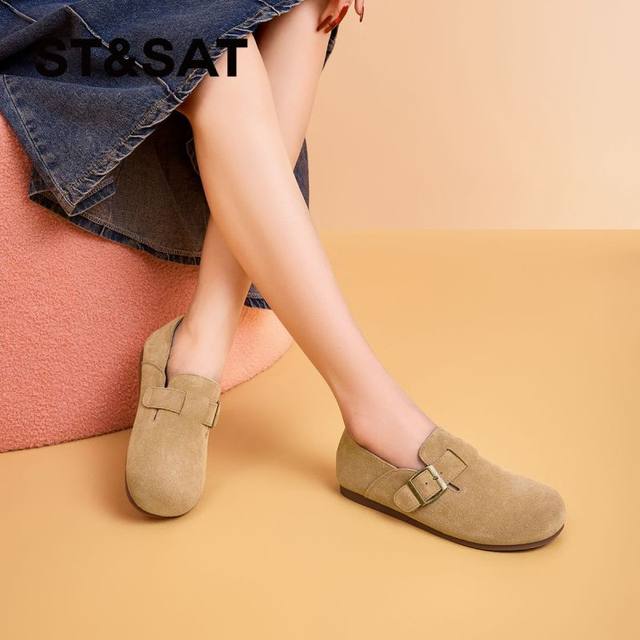 Saturday 100-match flat-soled comfortable trendy Birkenstock shoes for women in 2025 new one-legged retro casual shoes