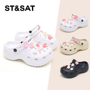 
Saturday Children's Shoes Girls' Thick-soled Crocs Non-slip Versatile Sweet Soft Soles 2026 Summer New Sandals and Slippers