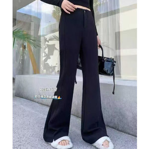 
Kuai 8637 new spring clothing, black pants, slim black pants for tall fat girls, long-sleeved bell pants for women