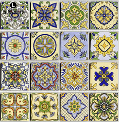 Retro Tiles 100X100 Art Colorfuled Tiles Bright Flower Pieces Kitchen Restaurant Bathroom Waistline Small Tiles