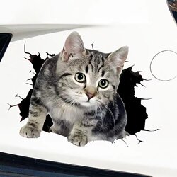 Car Stickers with 3D Cat Design to Cover Body Scratches, Personalized Creative Cartoon Cat Stickers, Waterproof and Sun-Resistant Decals
