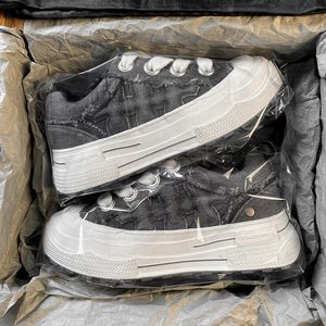 
Wang Hedi's same style reprise series canvas shoes for men and women 2025 new trendy brand plum blossom sneakers thick-soled small dirty shoes