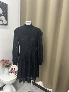 
2025 high quality autumn and winter new dress lace splicing slimming slim temperament women's boutique