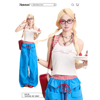 
NERESUM retro short neck halter vest