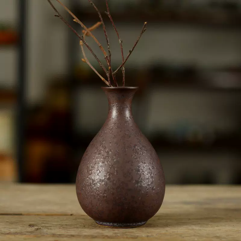粗陶花插擺件茶道小花器 手拉胚花瓶古陶禪意小陶罐 創意日式陶器-Taobao