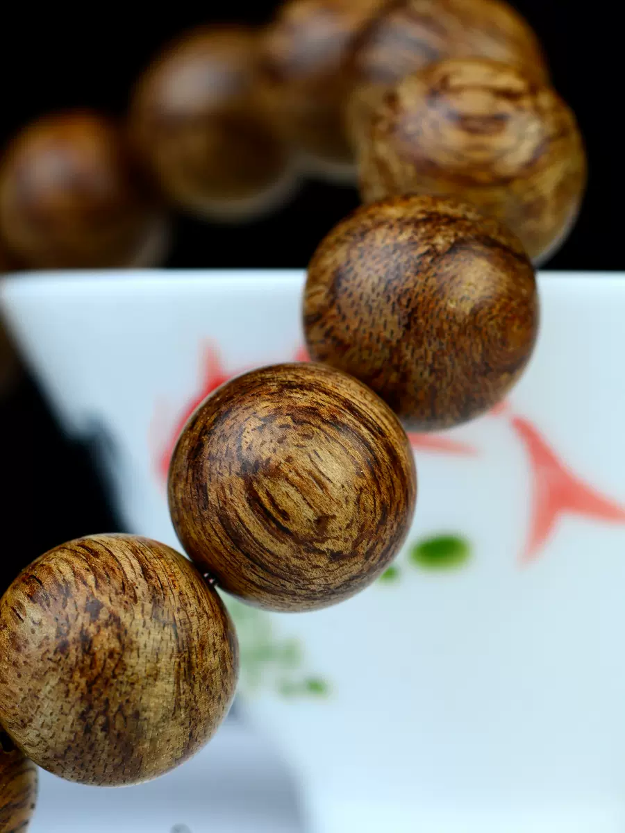 好品相 越南芽庄沉水浮老料沉香佛珠手串14mm15颗男女款念珠手链