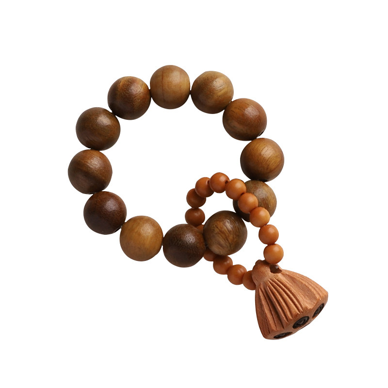 Manik-manik Wen Wan Kayu Gaharu Hijau Inti Biji Teratai Zaitun