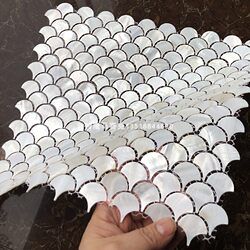 Fish Scale Tiles Fan-Shaped Natural Shell Mosaic Tiles Wall Stickers Bathroom Hotel Entrance Living Room Background Wall Decoration
