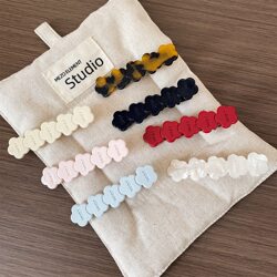 Cute Flower Hair Clip Tw Bear Soldier Style Fluffy Five-Flower Bangs Clip Duckbill Clip Girl Hair Accessory