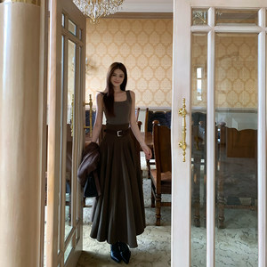 
Lienni 2025 autumn and winter new fashionable and versatile slim suspender top women's multi-piece splicing skirt suit