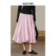 AEL original French white a-line skirt for women 2025 spring light luxury high-end exquisite satin cake puffy skirt
