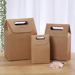White Thickened Vintage Kraft Paper Tote Bag Baking Packaging Candy Christmas Packaging Nougat Cookie Box