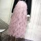 Cake skirt skirt long skirt female autumn and winter skirt irregular ruffled sweet apricot white fairy nets skirt