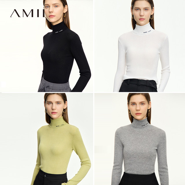 AMII high -necked bottom knit sweater female autumn costume 2024 new cover wool sweater autumn and winter sweater top
