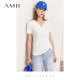 Amii2025 summer new short-sleeved T-shirt for women's fashionable casual V-neck pure cotton top pleated design versatile