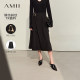 Amii2025 summer new high-end commuting geometric buckle belt decorative skirt women's A-line skirt small black skirt