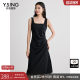 Yi Xiangliying black strap dress for women 2025 spring dress new design asymmetric waist-hugging little black skirt
