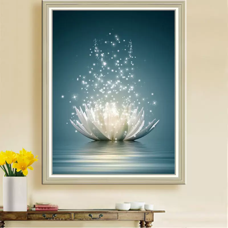 5d魔方钻石画新款满钻客厅佛莲禅定禅意冥想静心十字