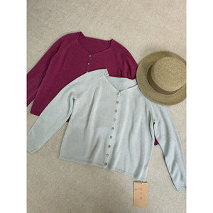 
2025 autumn V-neck long-sleeved women's loose and slim and versatile casual sweater knitted cardigan top-68636
