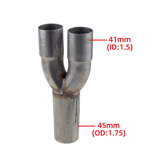 1.75 Inch Stainless Steel Exhaust T-Piece / Y-Pipe Section – 45mm Divider