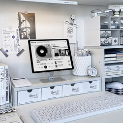 Desktop Computer Height-Adjustable Storage Rack Office Monitor Stand Desk Organizer Dormitory Desk Essentials