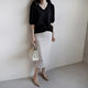 Spot! Korean version of women's spring commuter long skirt solid color simple high waist zipper slit hip-pack skirt G10902
