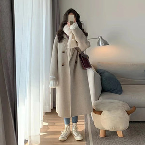 Advanced Hypota Wind Women's coat female 2023 autumn and winter new Korean version of the small woolen woolen jacket mid -length