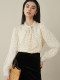 Ron French Polka Dot Pearl Shirt 2024 Early Spring New Design Bow Chic White Top T