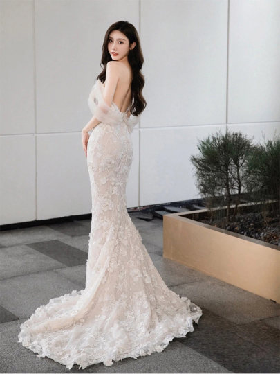 Vanna fairy ワンショルダー フィッシュテール ウェディング ドレス  