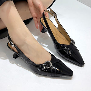 
First layer sheepskin insole pointed toe fashion shoes 2026 summer new style versatile temperament belt buckle stiletto sandals for women
