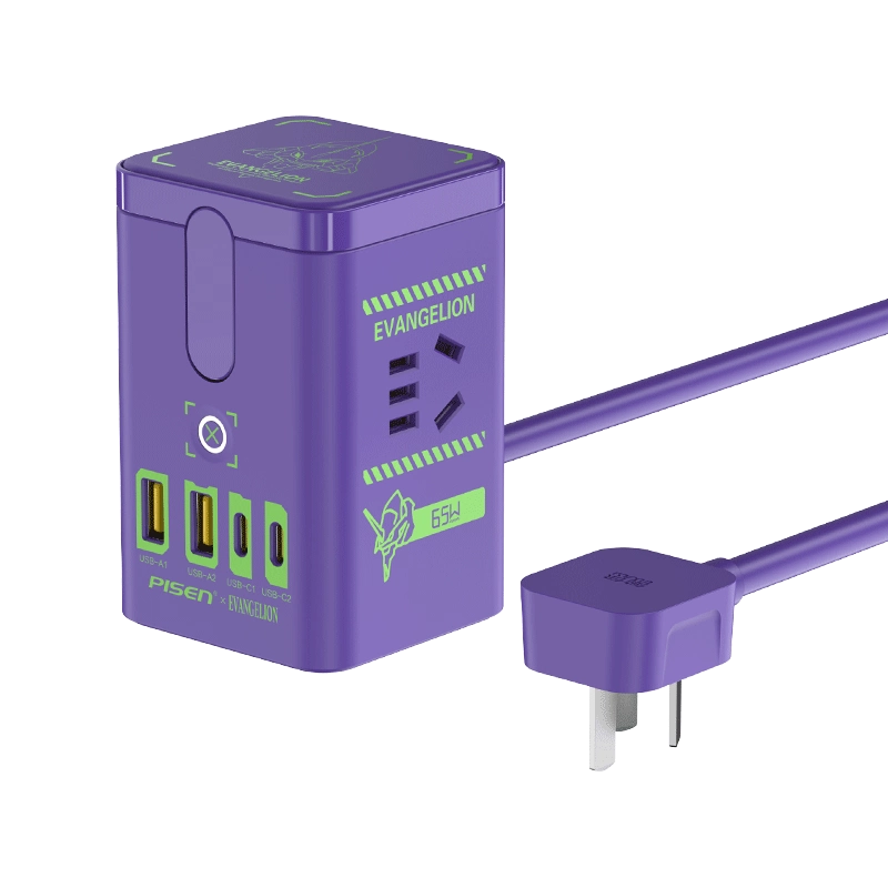 Pisen x エバンゲリオン 2号機 65W 2C1A 充電器セット 氮化鎵無線充電器65W氮化鎵充電站EVA初號機聯名充電器多口氮化鎵