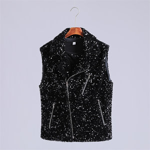 
Summer thin men's motorcycle sequin vest performance costume stage performance costume male singer summer trendy sequin vest