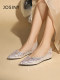 Zhuosini Flat Champagne Golden Xiuhe Wedding Shoes 2024 Spring New Style Bright versatile and Untiring Single Shoes for Women