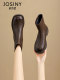 Zhuoshini boots for women 2025 spring new women's boots brown retro Martin boots thick heel plus velvet thin boots
