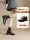 Zhuoshini black leather shoes for women 2025 spring and autumn new women's work shoes British style high heel thick heel single shoes